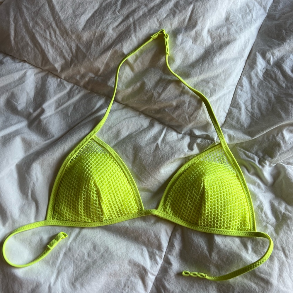 Victoria’s Secret Neon Yellow Mesh Triangle Bikini Top